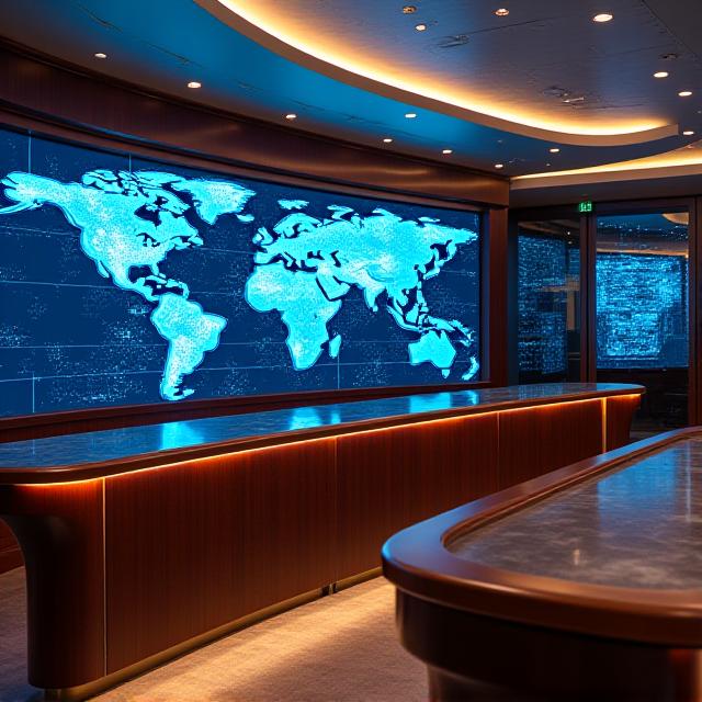 Sophisticated network operations command center with maritime aesthetics